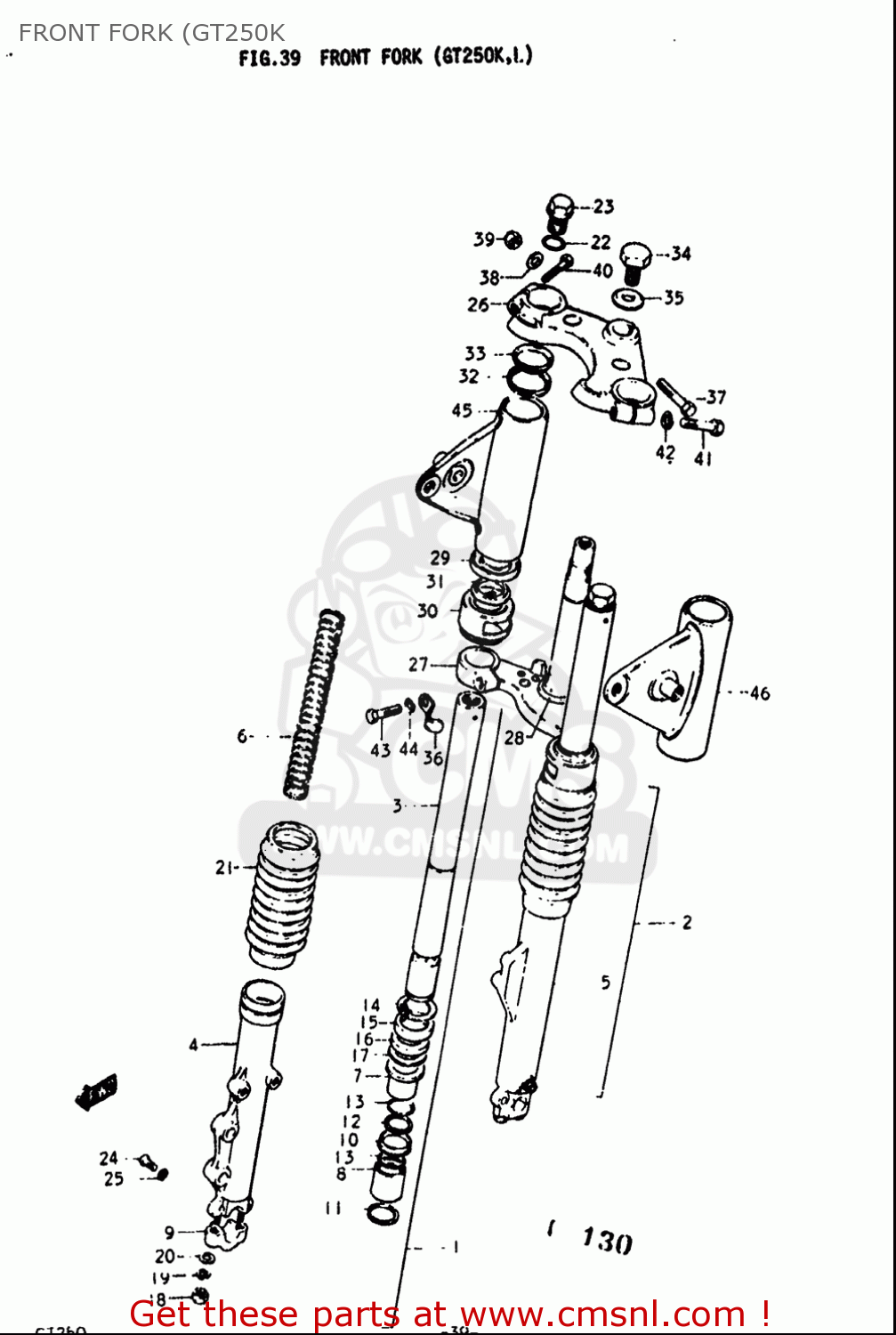 FRONT FORK (GT250K GT250 1973 1974 1975 1976 1977 (K) (L) (M) (A) (B) USA (E03)
