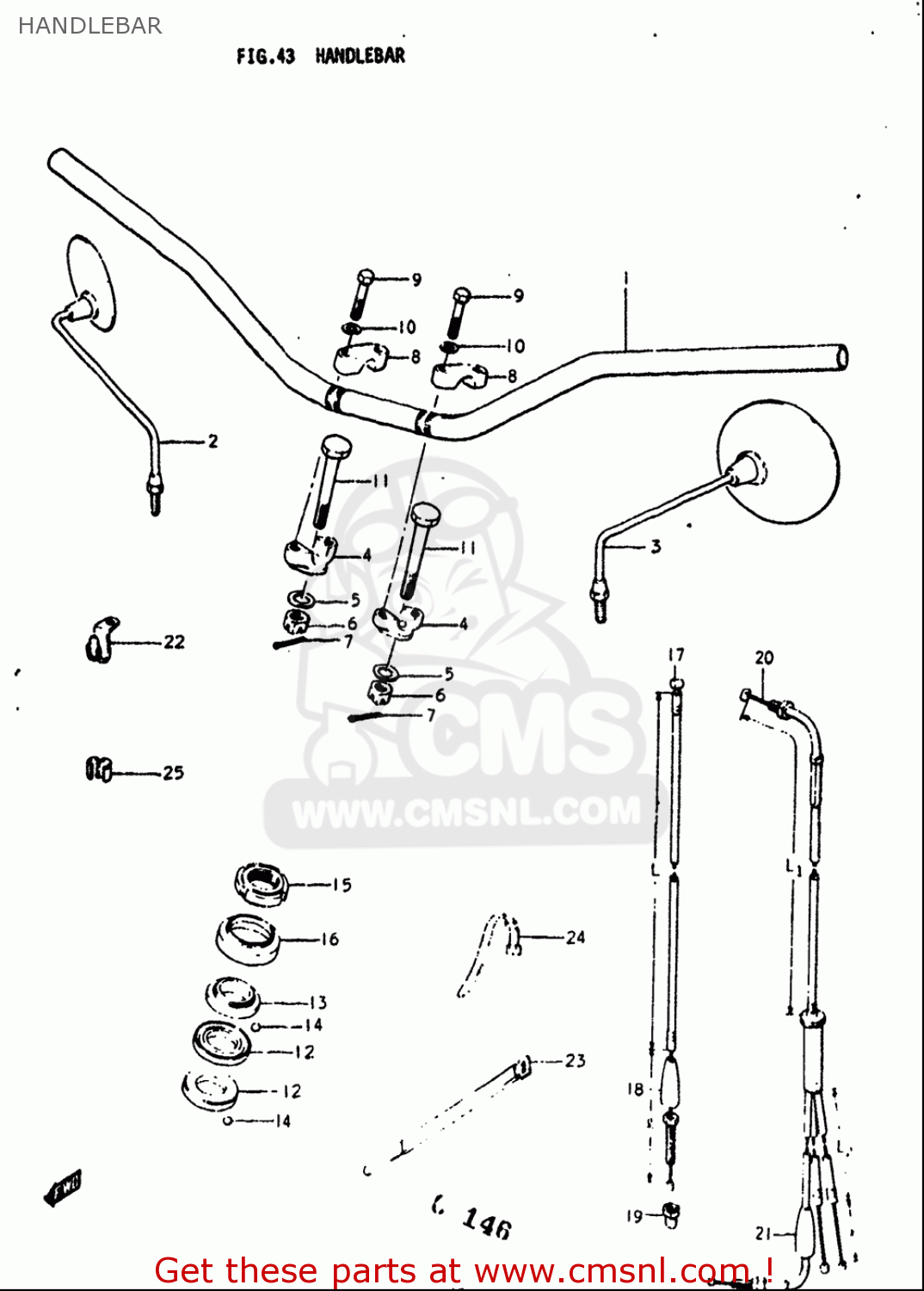 HANDLEBAR GT250 1973 1974 1975 1976 1977 (K) (L) (M) (A) (B) USA (E03)