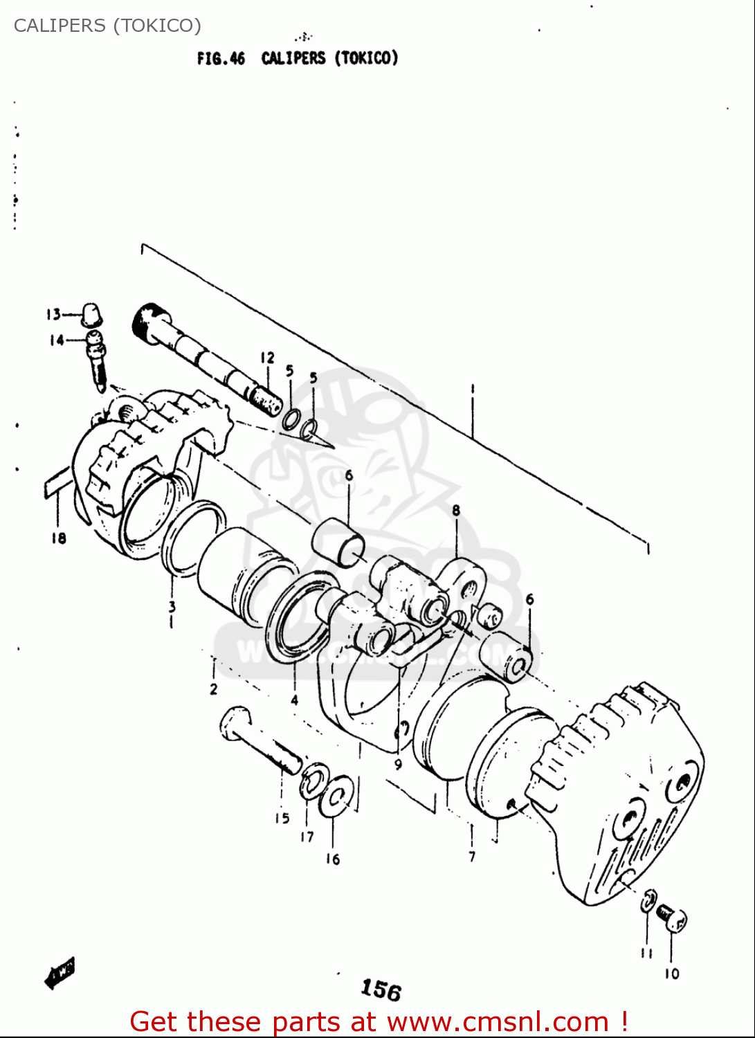 CALIPERS (TOKICO) GT250 1973 1974 1975 1976 1977 (K) (L) (M) (A) (B) USA (E03)
