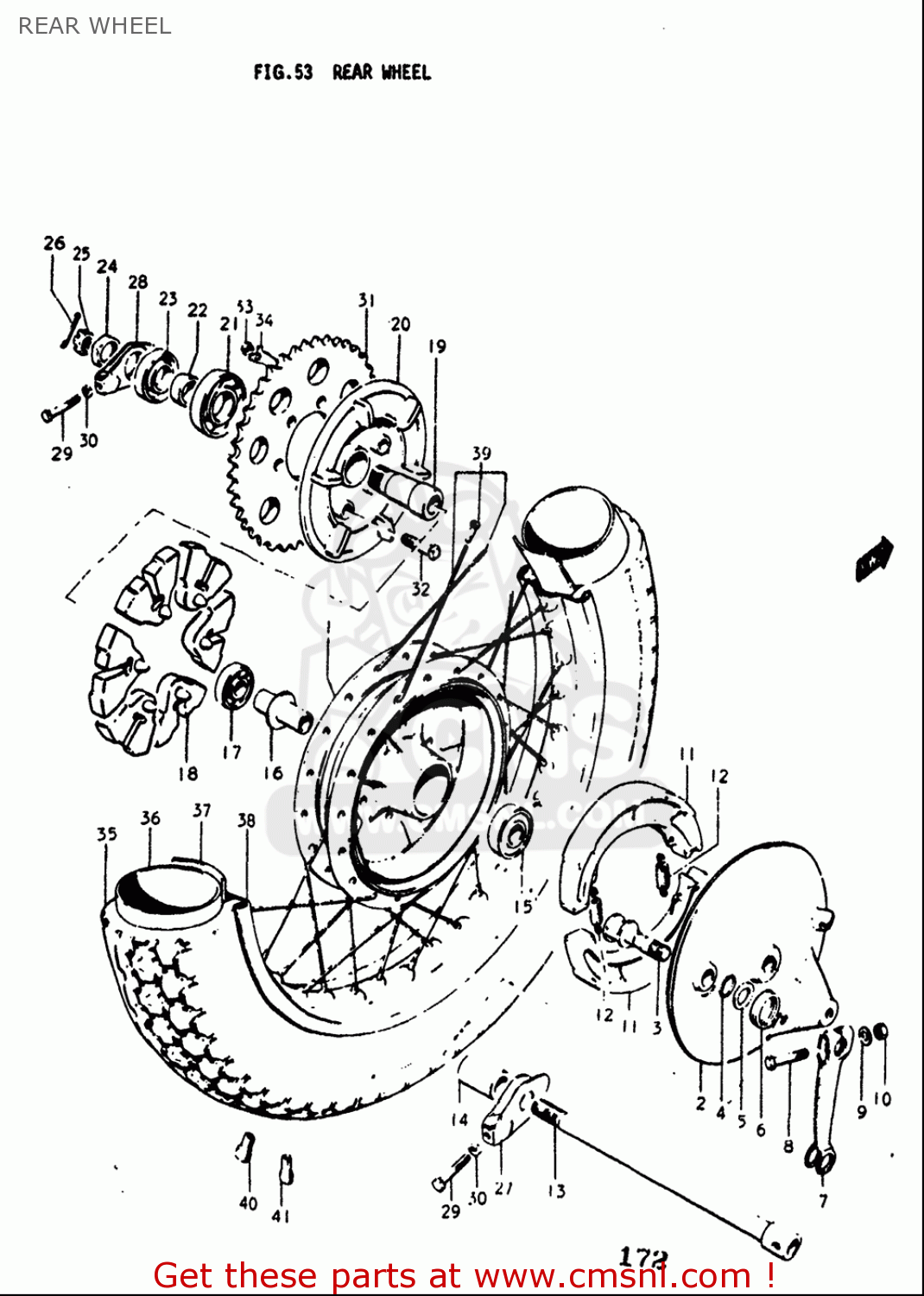 REAR WHEEL GT250 1973 1974 1975 1976 1977 (K) (L) (M) (A) (B) USA (E03)
