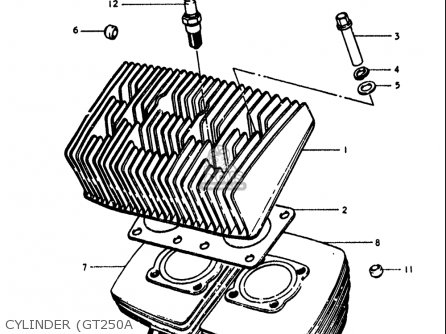 CYLINDER (GT250A - GT250 1973 1974 1975 1976 1977 (K) (L) (M) (A) (B) USA (E03)