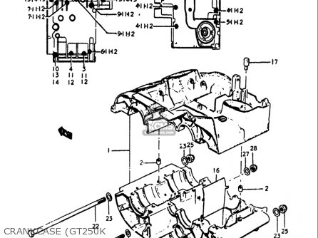 CRANKCASE (GT250K - GT250 1973 1974 1975 1976 1977 (K) (L) (M) (A) (B) USA (E03)
