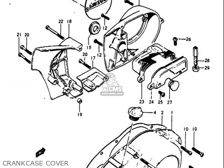 CRANKCASE COVER - GT250 1973 1974 1975 1976 1977 (K) (L) (M) (A) (B) USA (E03)