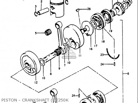 PISTON - CRANKSHAFT (GT250K - GT250 1973 1974 1975 1976 1977 (K) (L) (M) (A) (B) USA (E03)