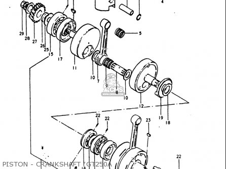 PISTON - CRANKSHAFT (GT250A - GT250 1973 1974 1975 1976 1977 (K) (L) (M) (A) (B) USA (E03)
