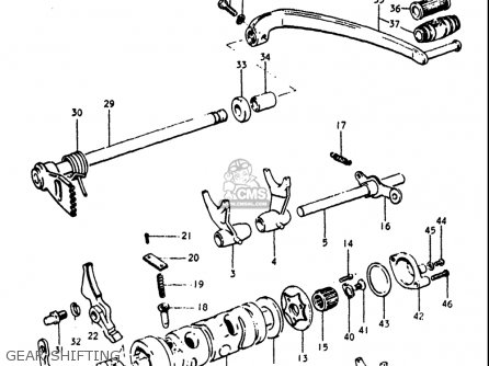 GEAR SHIFTING - GT250 1973 1974 1975 1976 1977 (K) (L) (M) (A) (B) USA (E03)