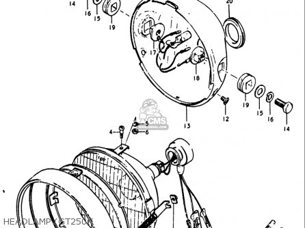HEADLAMP (GT250K - GT250 1973 1974 1975 1976 1977 (K) (L) (M) (A) (B) USA (E03)