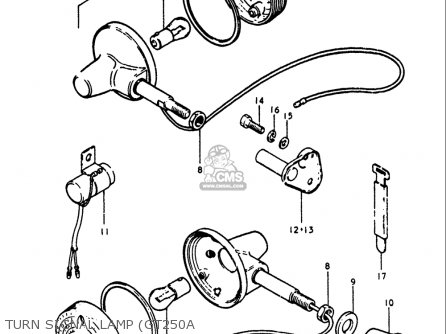 TURN SIGNAL LAMP (GT250A - GT250 1973 1974 1975 1976 1977 (K) (L) (M) (A) (B) USA (E03)