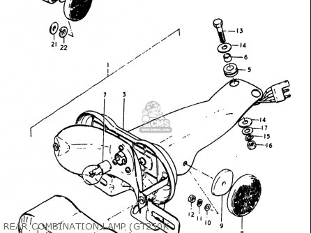 REAR COMBINATION LAMP (GT250K - GT250 1973 1974 1975 1976 1977 (K) (L) (M) (A) (B) USA (E03)