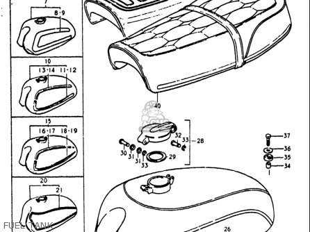 FUEL TANK - GT250 1973 1974 1975 1976 1977 (K) (L) (M) (A) (B) USA (E03)