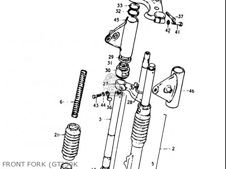 FRONT FORK (GT250K - GT250 1973 1974 1975 1976 1977 (K) (L) (M) (A) (B) USA (E03)
