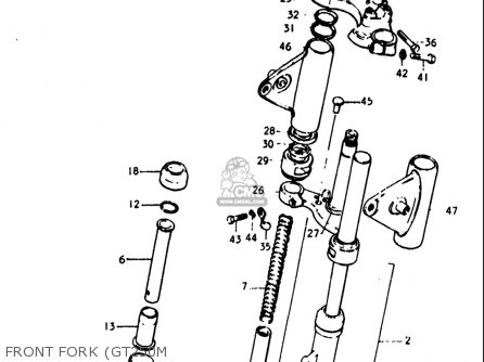 FRONT FORK (GT250M - GT250 1973 1974 1975 1976 1977 (K) (L) (M) (A) (B) USA (E03)