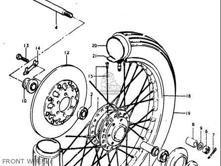 FRONT WHEEL - GT250 1973 1974 1975 1976 1977 (K) (L) (M) (A) (B) USA (E03)