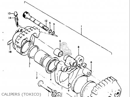 CALIPERS (TOKICO) - GT250 1973 1974 1975 1976 1977 (K) (L) (M) (A) (B) USA (E03)