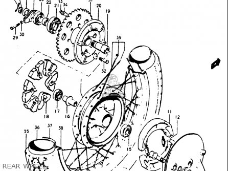 REAR WHEEL - GT250 1973 1974 1975 1976 1977 (K) (L) (M) (A) (B) USA (E03)