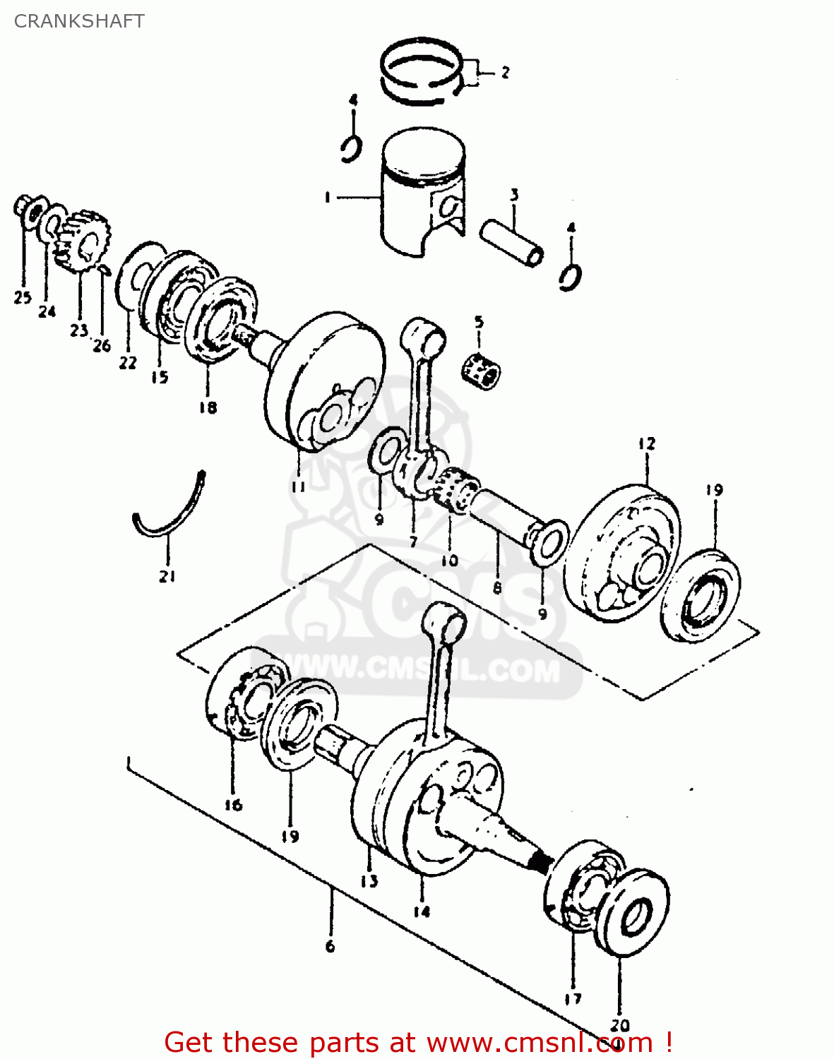 CRANKSHAFT GT250 1981 (X) (E01 E02 E04 E05 E06 E13 E22 E24 E30 E49)