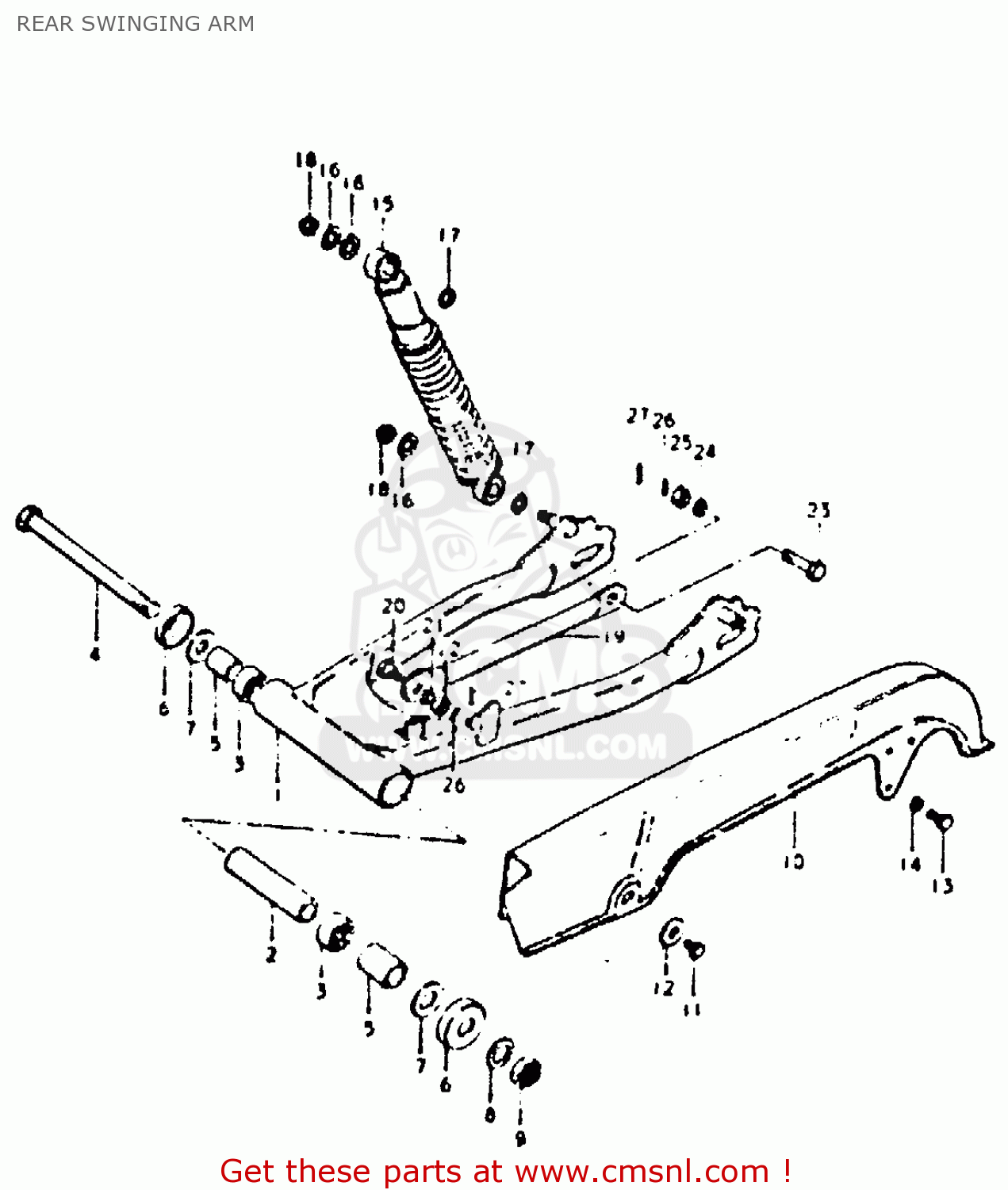 REAR SWINGING ARM GT250 1981 (X) (E01 E02 E04 E05 E06 E13 E22 E24 E30 E49)