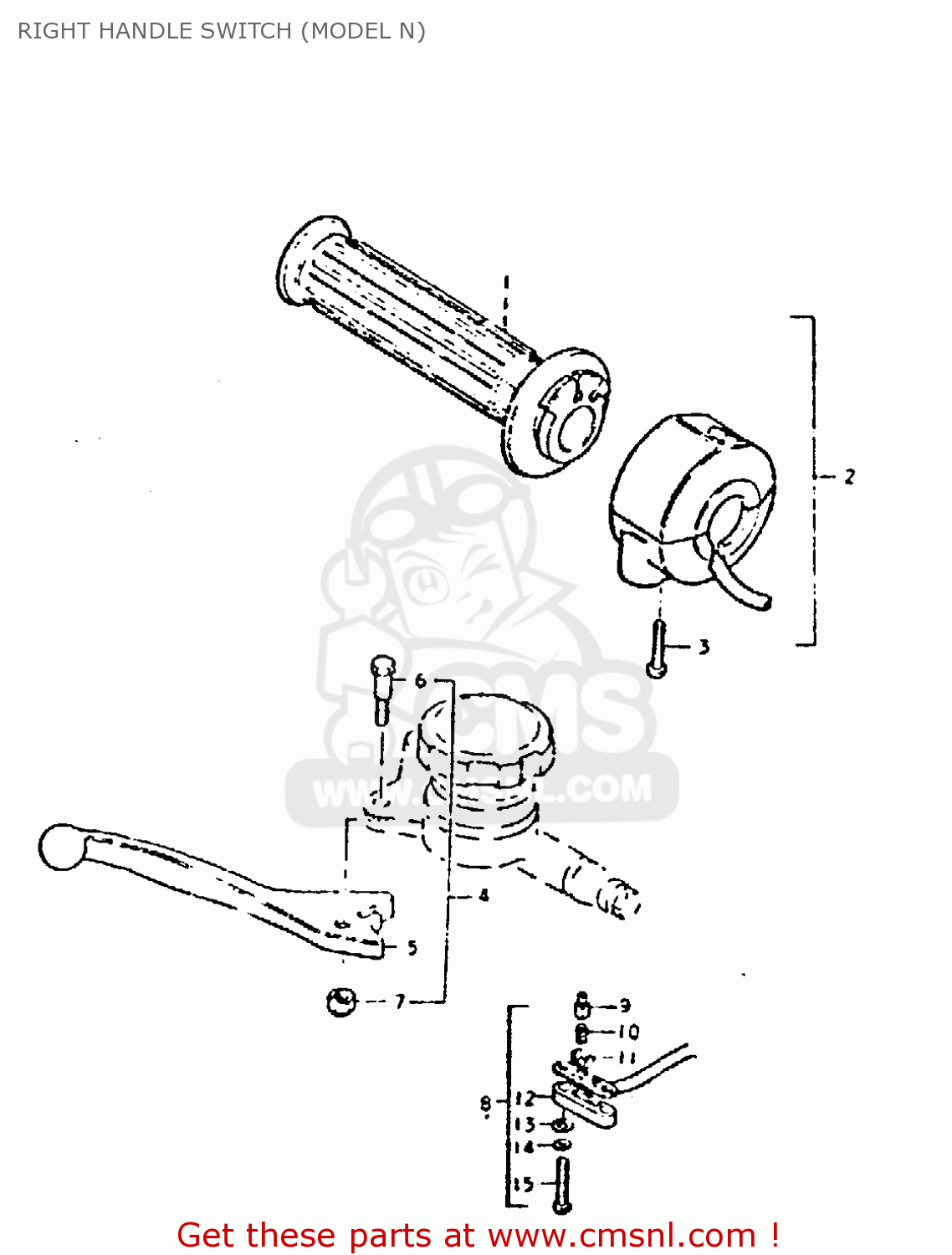 RIGHT HANDLE SWITCH (MODEL N) GT250E 1979 (N) (E01 E02 E04 E16 E17 E18 E21 E22 E24 E30 E39)
