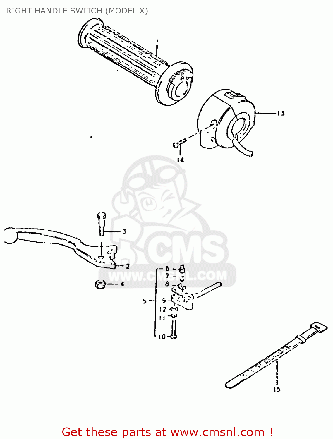 RIGHT HANDLE SWITCH (MODEL X) GT250E 1979 (N) (E01 E02 E04 E16 E17 E18 E21 E22 E24 E30 E39)