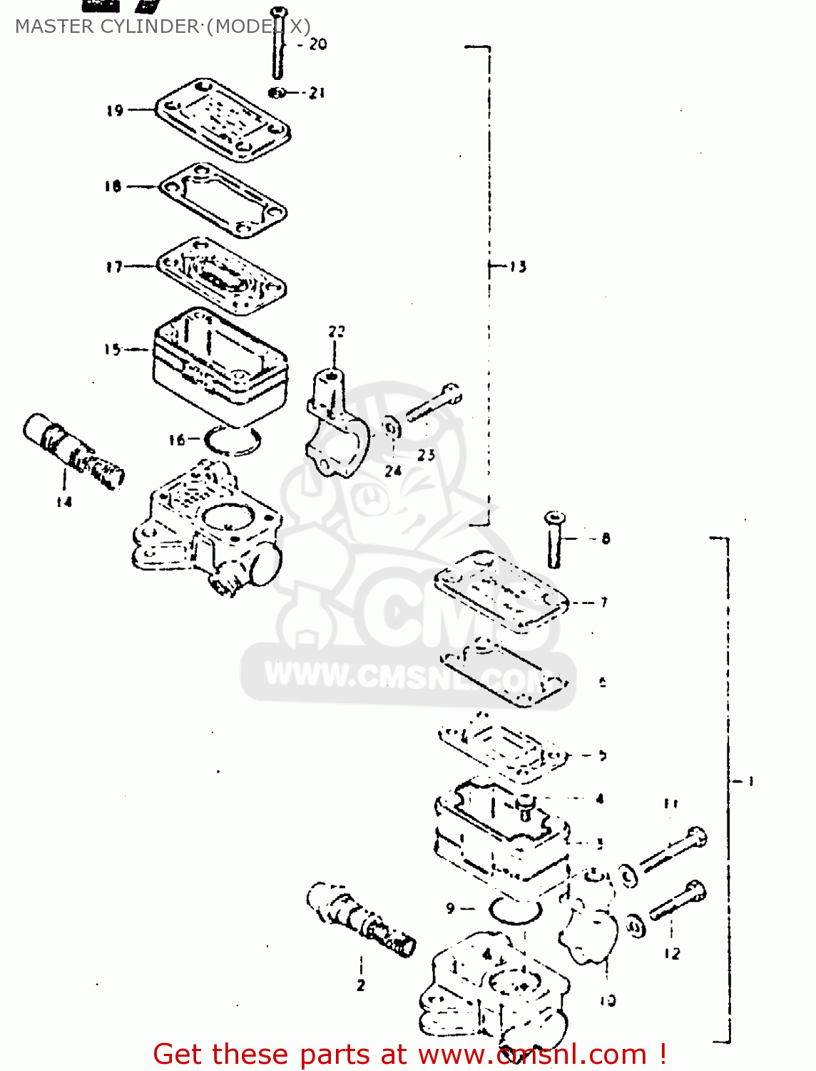 MASTER CYLINDER (MODEL X) GT250E 1979 (N) (E01 E02 E04 E16 E17 E18 E21 E22 E24 E30 E39)