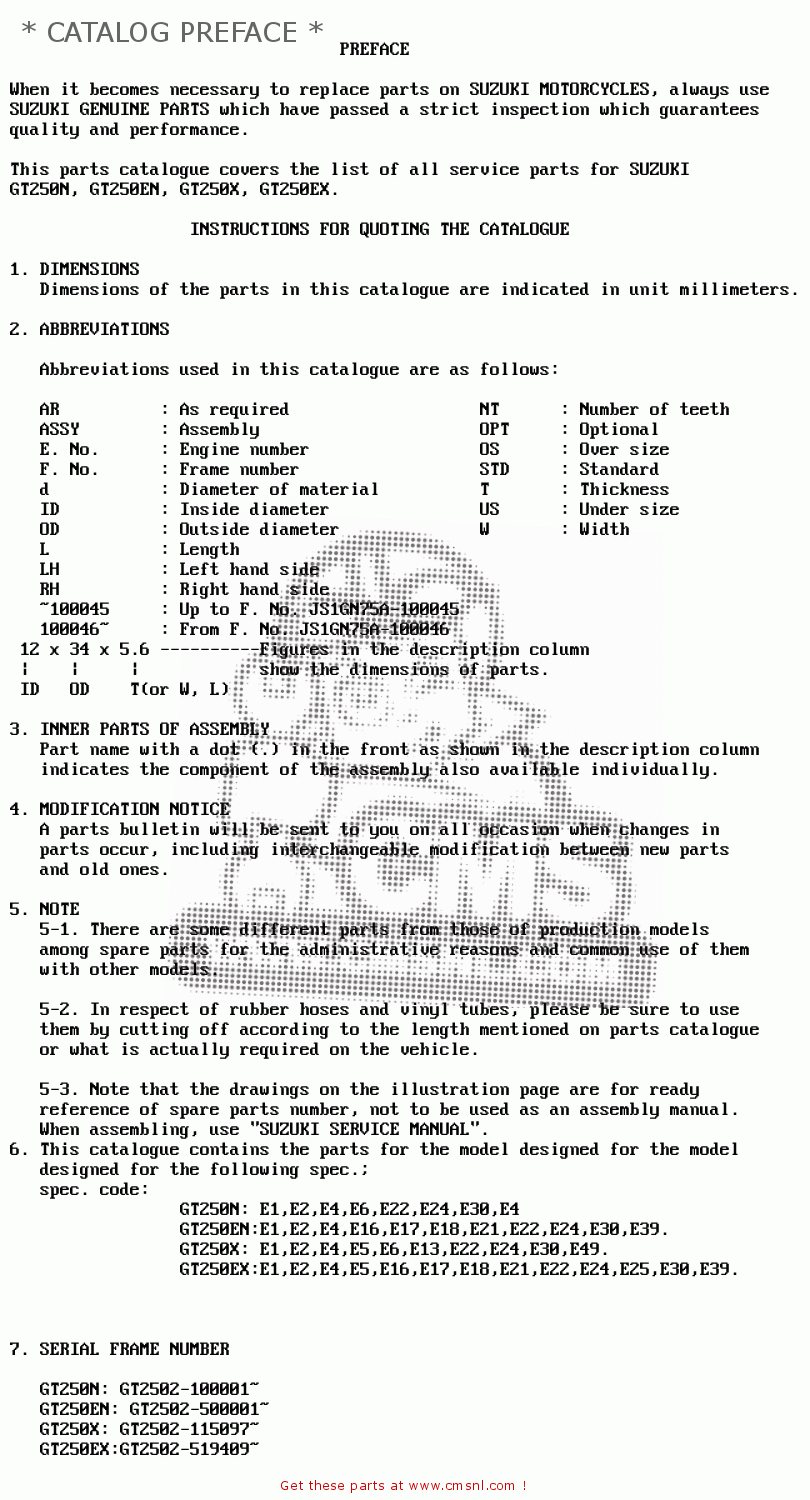 * CATALOG PREFACE * GT250E 1979 (N) (E01 E02 E04 E16 E17 E18 E21 E22 E24 E30 E39)