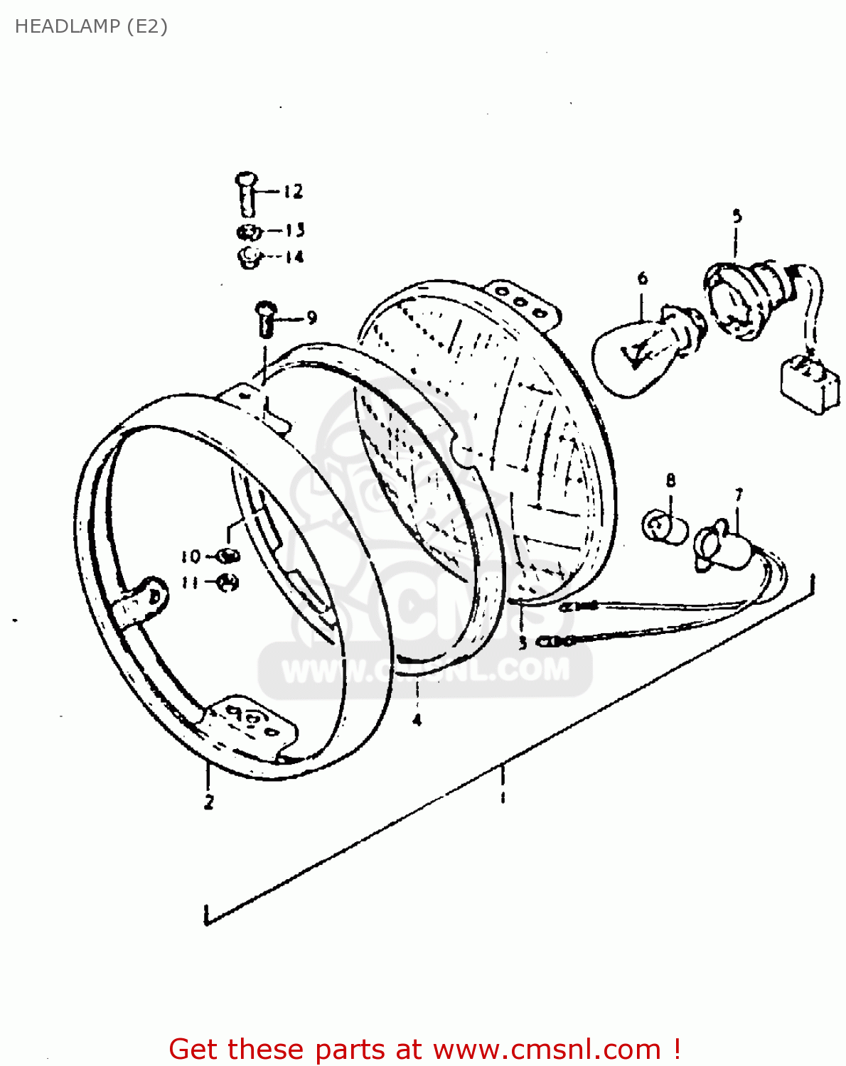 HEADLAMP (E2) GT250E 1981 (X) (E01 E02 E04 E05 E16 E17 E18 E21 22 24 25 30 39)