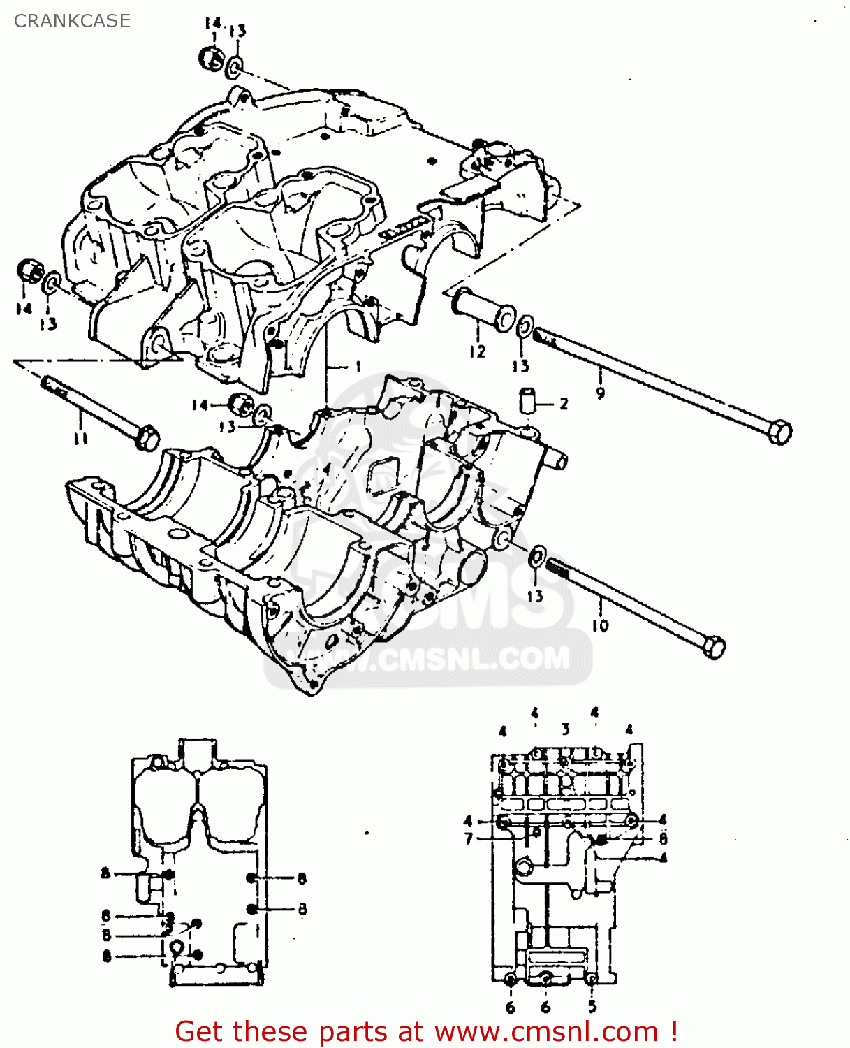 CRANKCASE GT250E 1981 (X) (E01 E02 E04 E05 E16 E17 E18 E21 22 24 25 30 39)