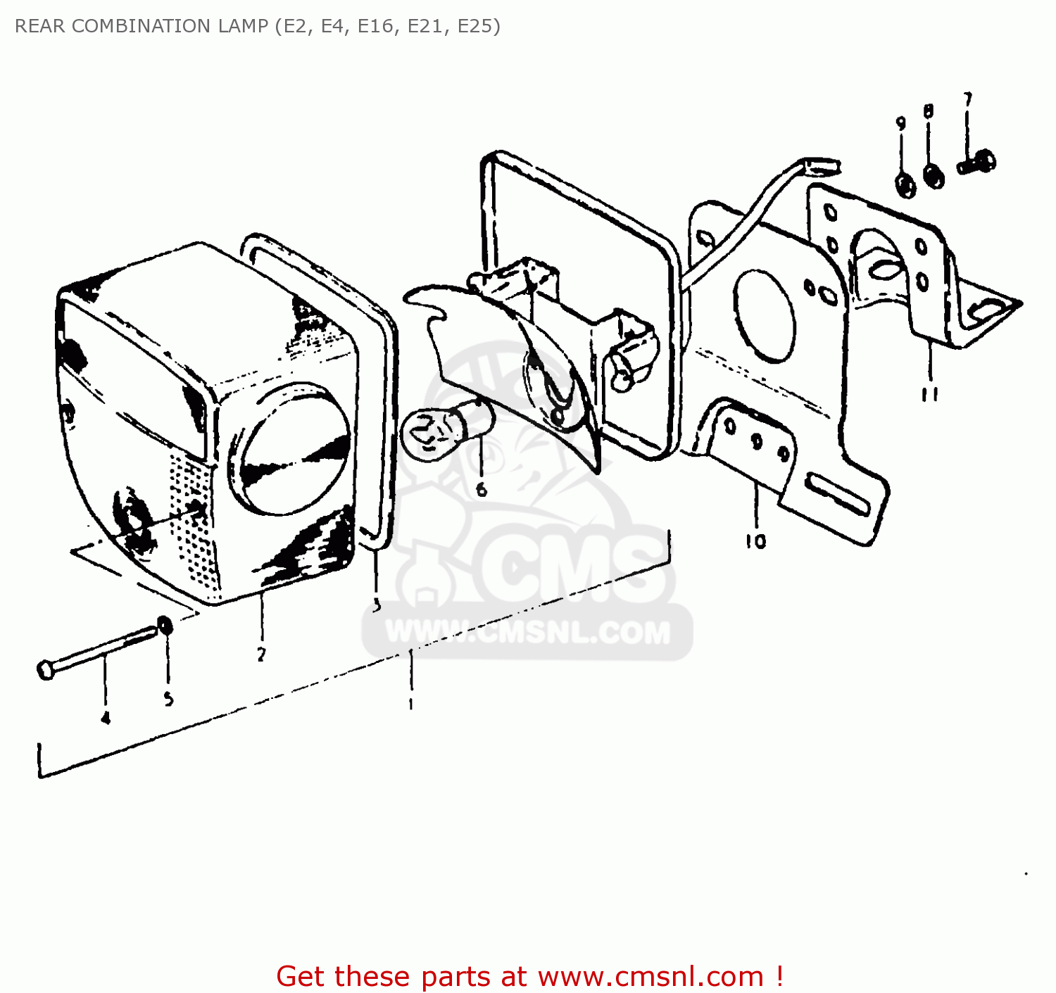 REAR COMBINATION LAMP (E2, E4, E16, E21, E25) GT250E 1981 (X) (E01 E02 E04 E05 E16 E17 E18 E21 22 24 25 30 39)