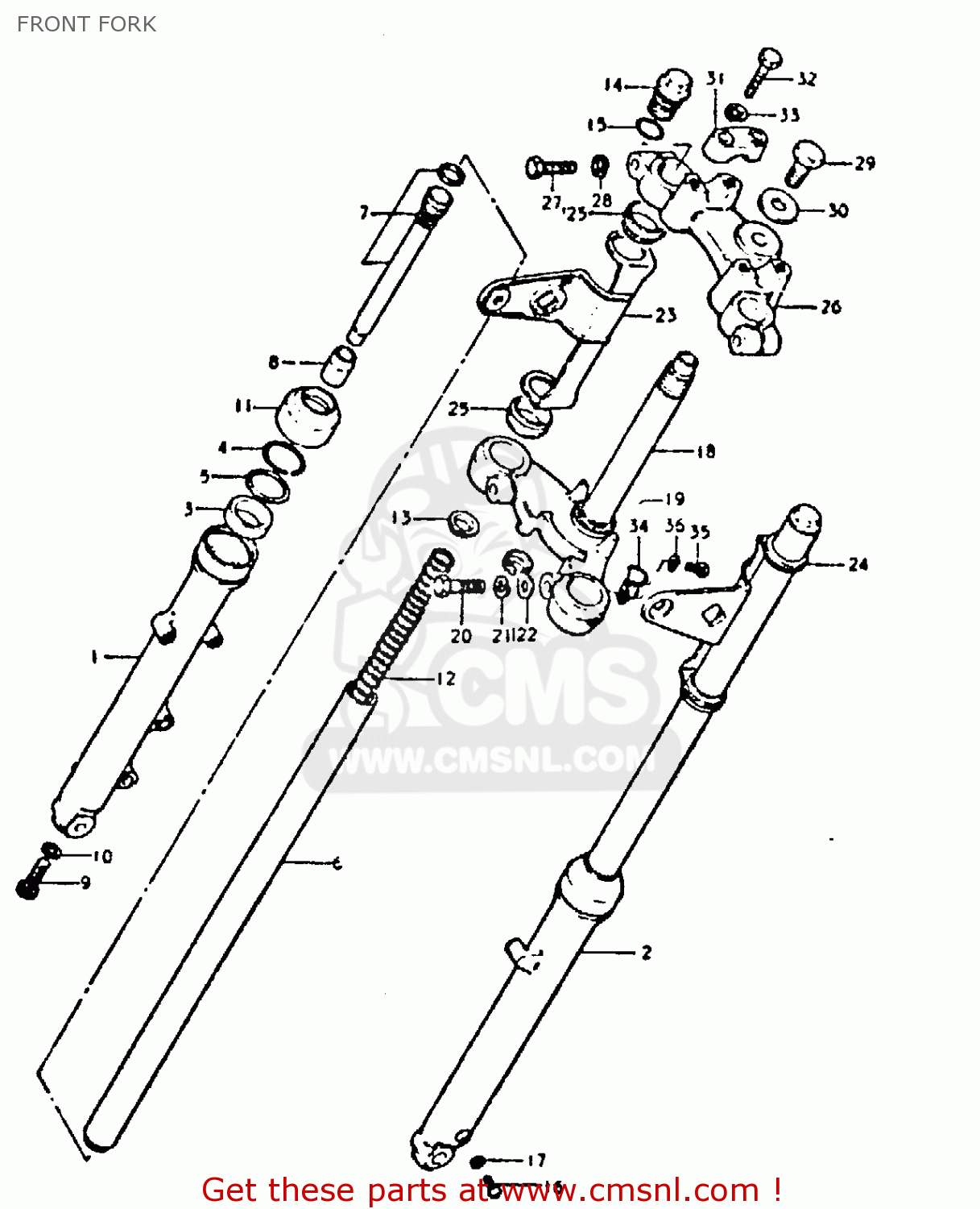FRONT FORK GT250E 1981 (X) (E01 E02 E04 E05 E16 E17 E18 E21 22 24 25 30 39)