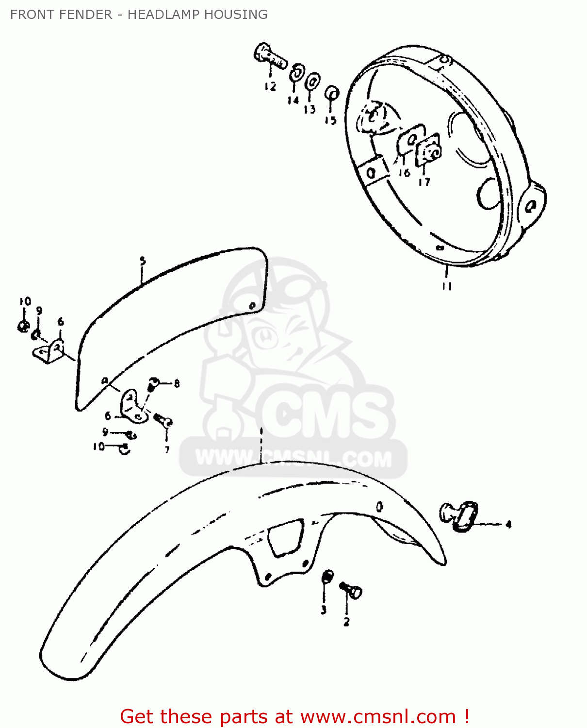 FRONT FENDER - HEADLAMP HOUSING GT250E 1981 (X) (E01 E02 E04 E05 E16 E17 E18 E21 22 24 25 30 39)