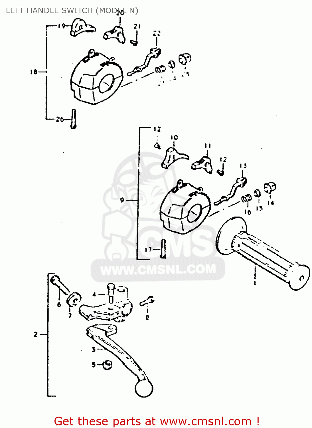 LEFT HANDLE SWITCH (MODEL N) GT250E 1981 (X) (E01 E02 E04 E05 E16 E17 E18 E21 22 24 25 30 39)