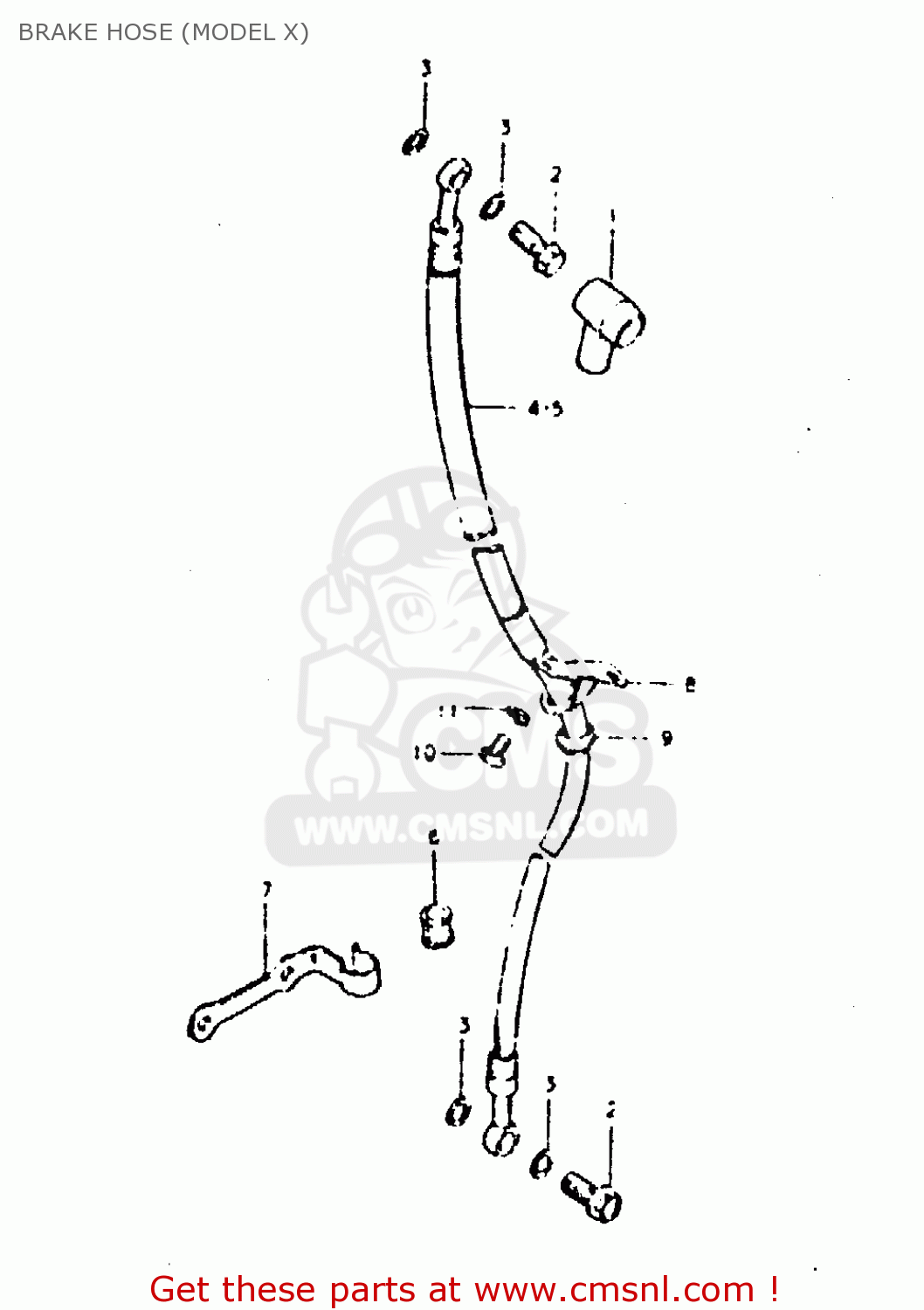 BRAKE HOSE (MODEL X) GT250E 1981 (X) (E01 E02 E04 E05 E16 E17 E18 E21 22 24 25 30 39)
