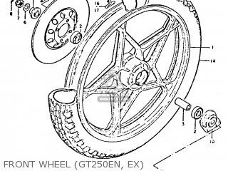 FRONT WHEEL (GT250EN, EX) - GT250E 1981 (X) (E01 E02 E04 E05 E16 E17 E18 E21 22 24 25 30 39)