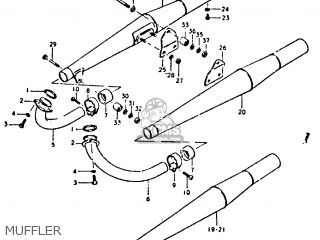 MUFFLER - GT250E 1981 (X) (E01 E02 E04 E05 E16 E17 E18 E21 22 24 25 30 39)