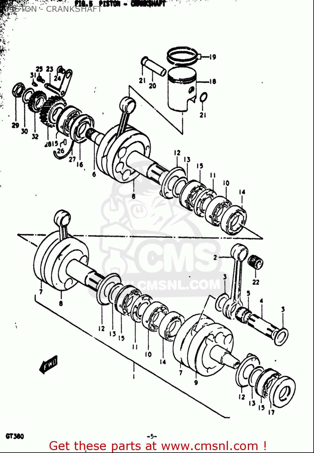 PISTON - CRANKSHAFT GT380 1972 (J) USA (E03)