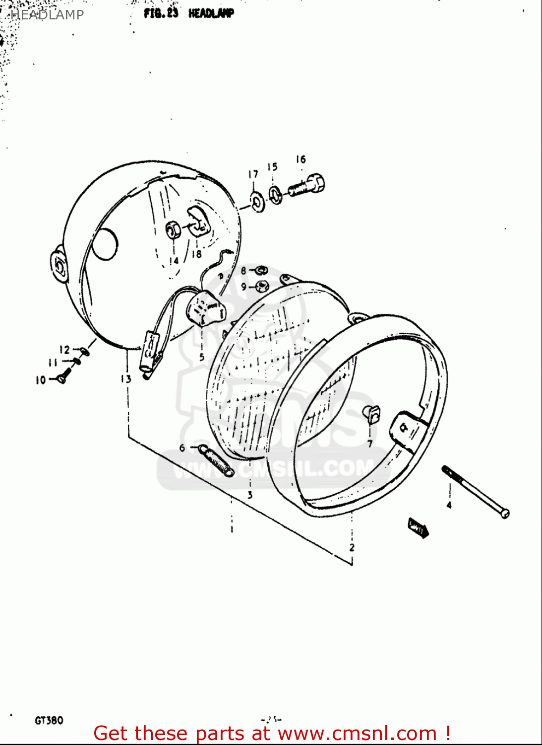 HEADLAMP GT380 1972 (J) USA (E03)