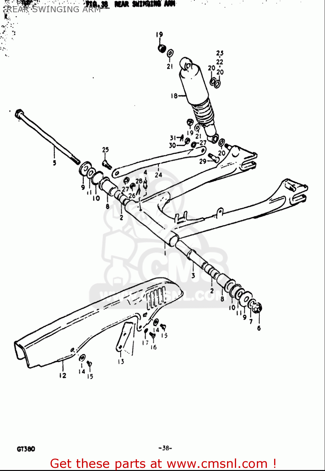 REAR SWINGING ARM GT380 1972 (J) USA (E03)