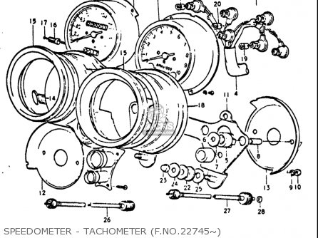 SPEEDOMETER - TACHOMETER (F.NO.22745~) - GT380 1972 (J) USA (E03)