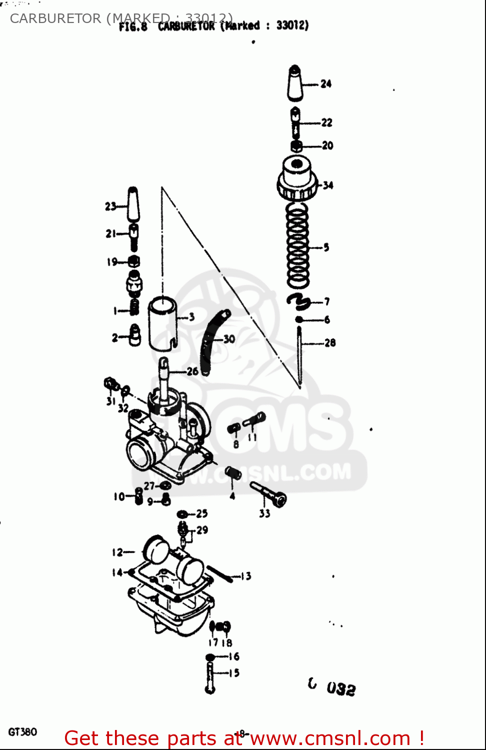 CARBURETOR (MARKED : 33012) GT380 1973 1974 1975 1976 1977 (K) (L) (M) (A) (B) USA (E03)