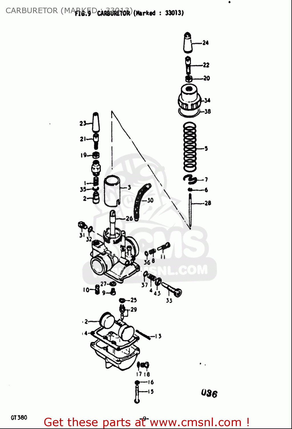 CARBURETOR (MARKED : 33013) GT380 1973 1974 1975 1976 1977 (K) (L) (M) (A) (B) USA (E03)