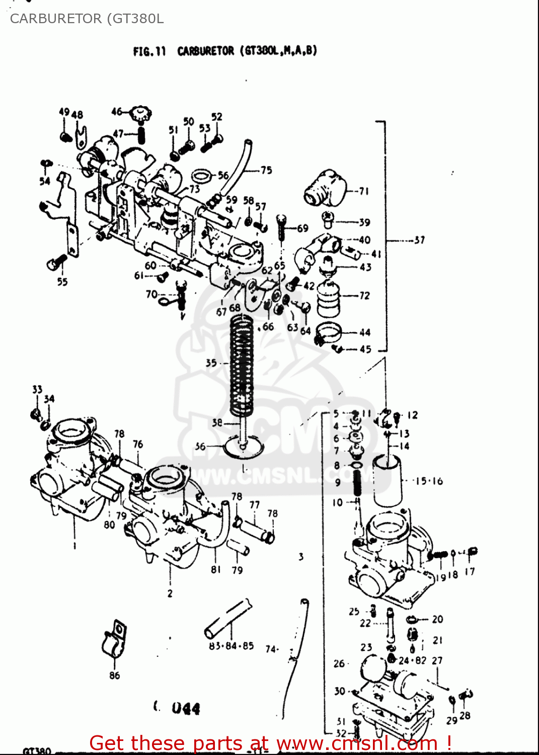 CARBURETOR (GT380L GT380 1973 1974 1975 1976 1977 (K) (L) (M) (A) (B) USA (E03)