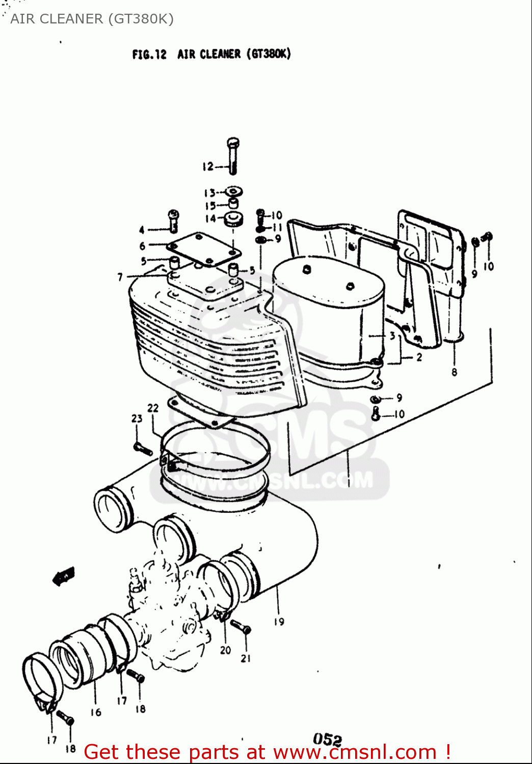 AIR CLEANER (GT380K) GT380 1973 1974 1975 1976 1977 (K) (L) (M) (A) (B) USA (E03)