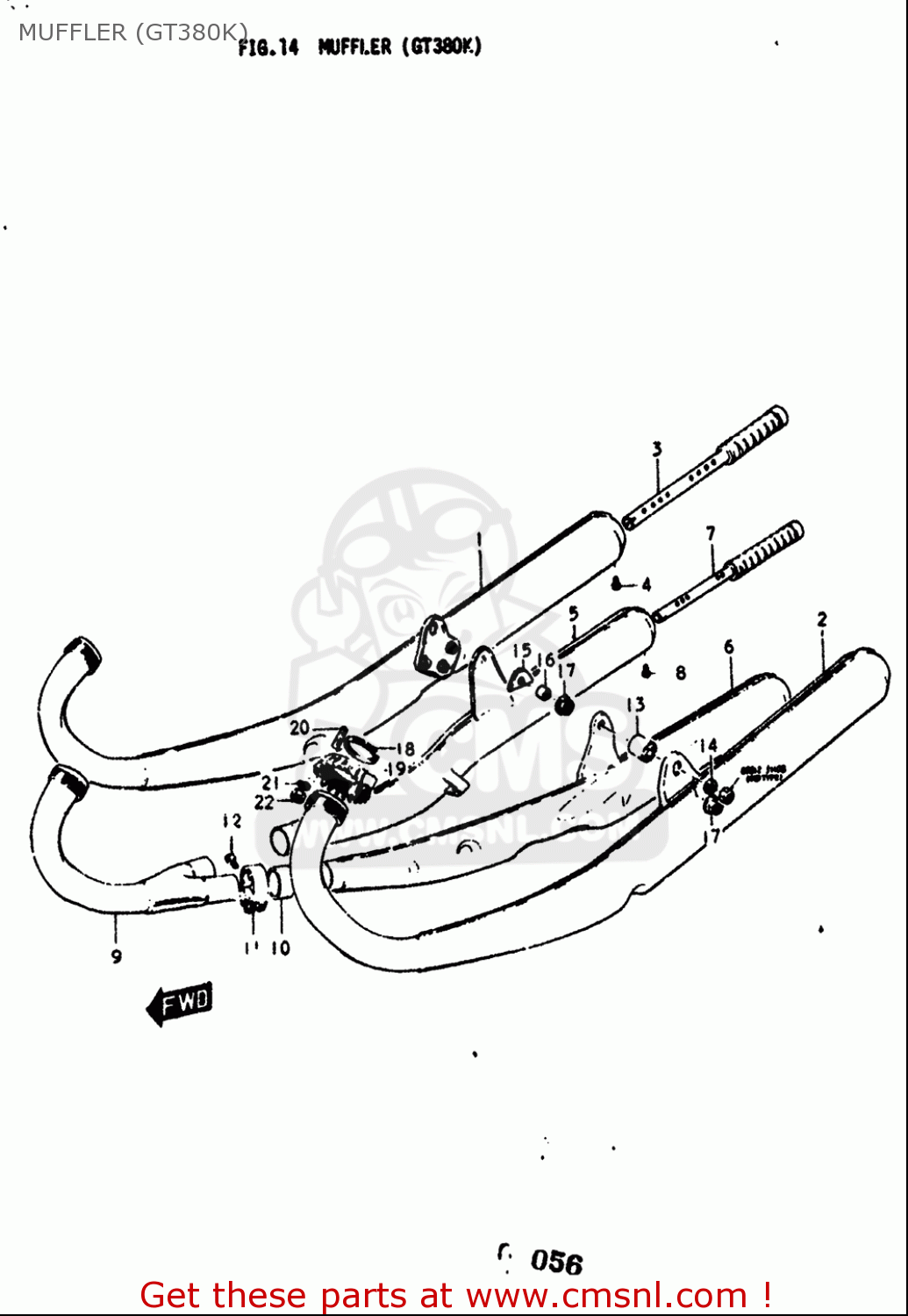 MUFFLER (GT380K) GT380 1973 1974 1975 1976 1977 (K) (L) (M) (A) (B) USA (E03)