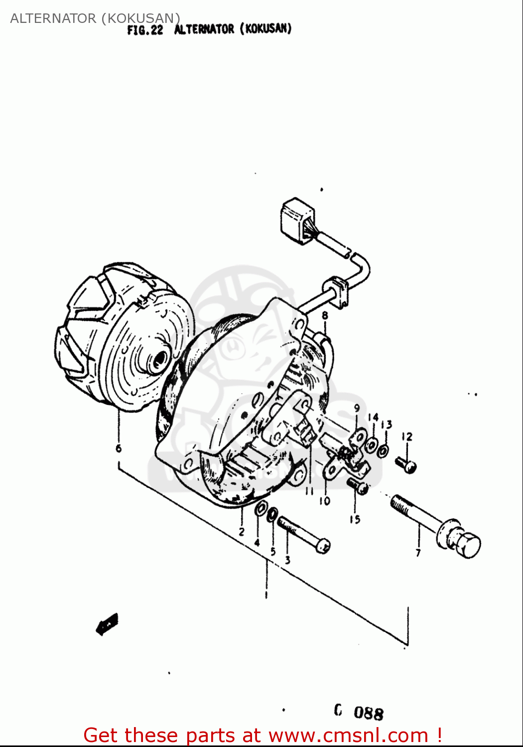 ALTERNATOR (KOKUSAN) GT380 1973 1974 1975 1976 1977 (K) (L) (M) (A) (B) USA (E03)