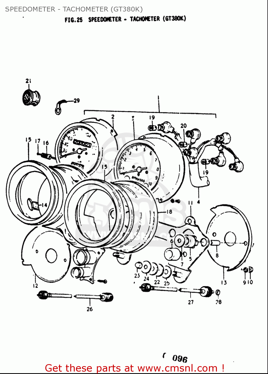 SPEEDOMETER - TACHOMETER (GT380K) GT380 1973 1974 1975 1976 1977 (K) (L) (M) (A) (B) USA (E03)