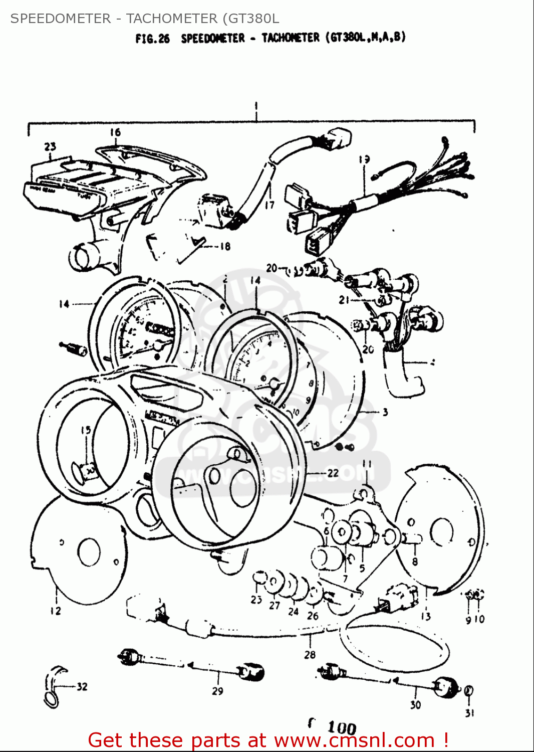 SPEEDOMETER - TACHOMETER (GT380L GT380 1973 1974 1975 1976 1977 (K) (L) (M) (A) (B) USA (E03)