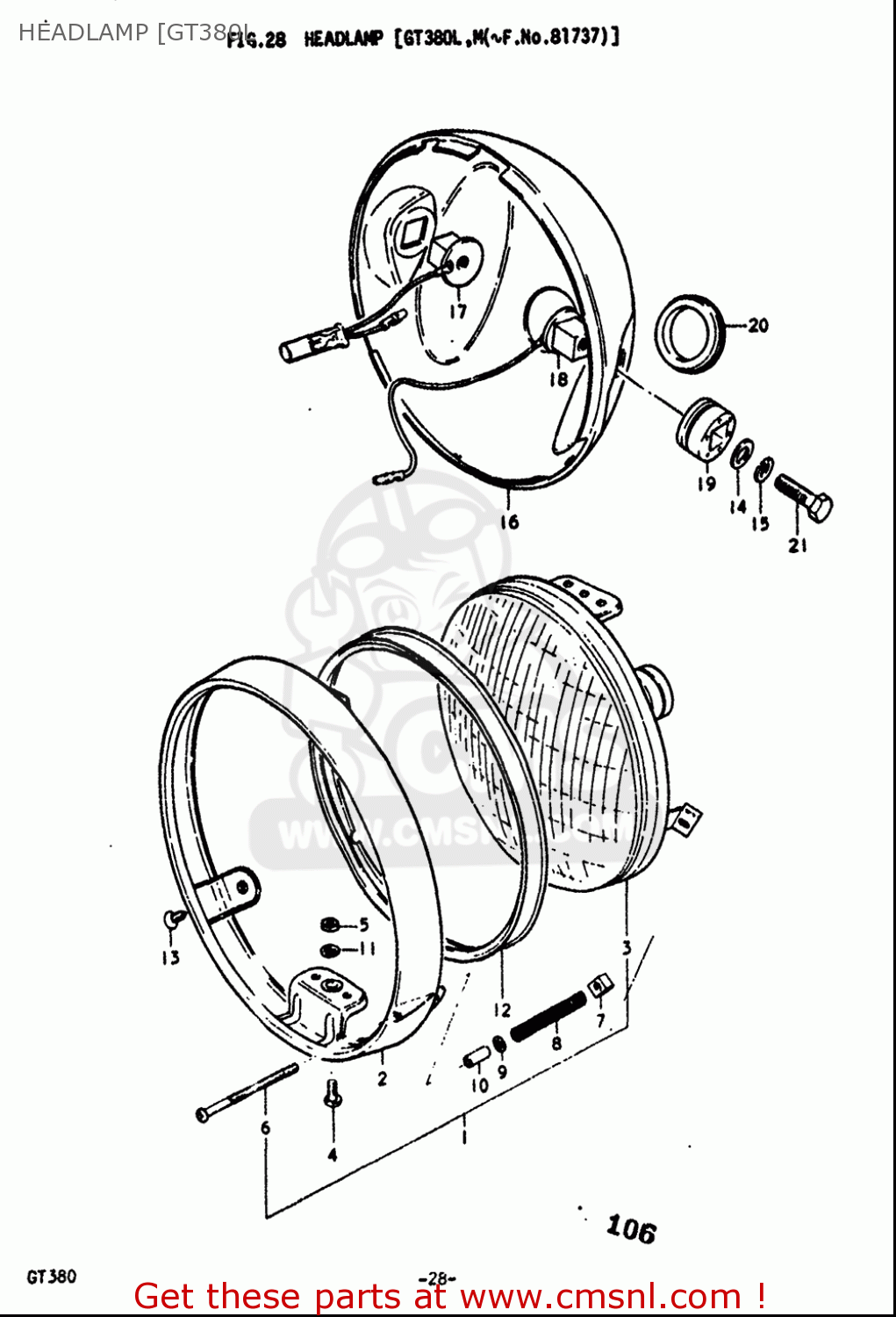 HEADLAMP [GT380L GT380 1973 1974 1975 1976 1977 (K) (L) (M) (A) (B) USA (E03)