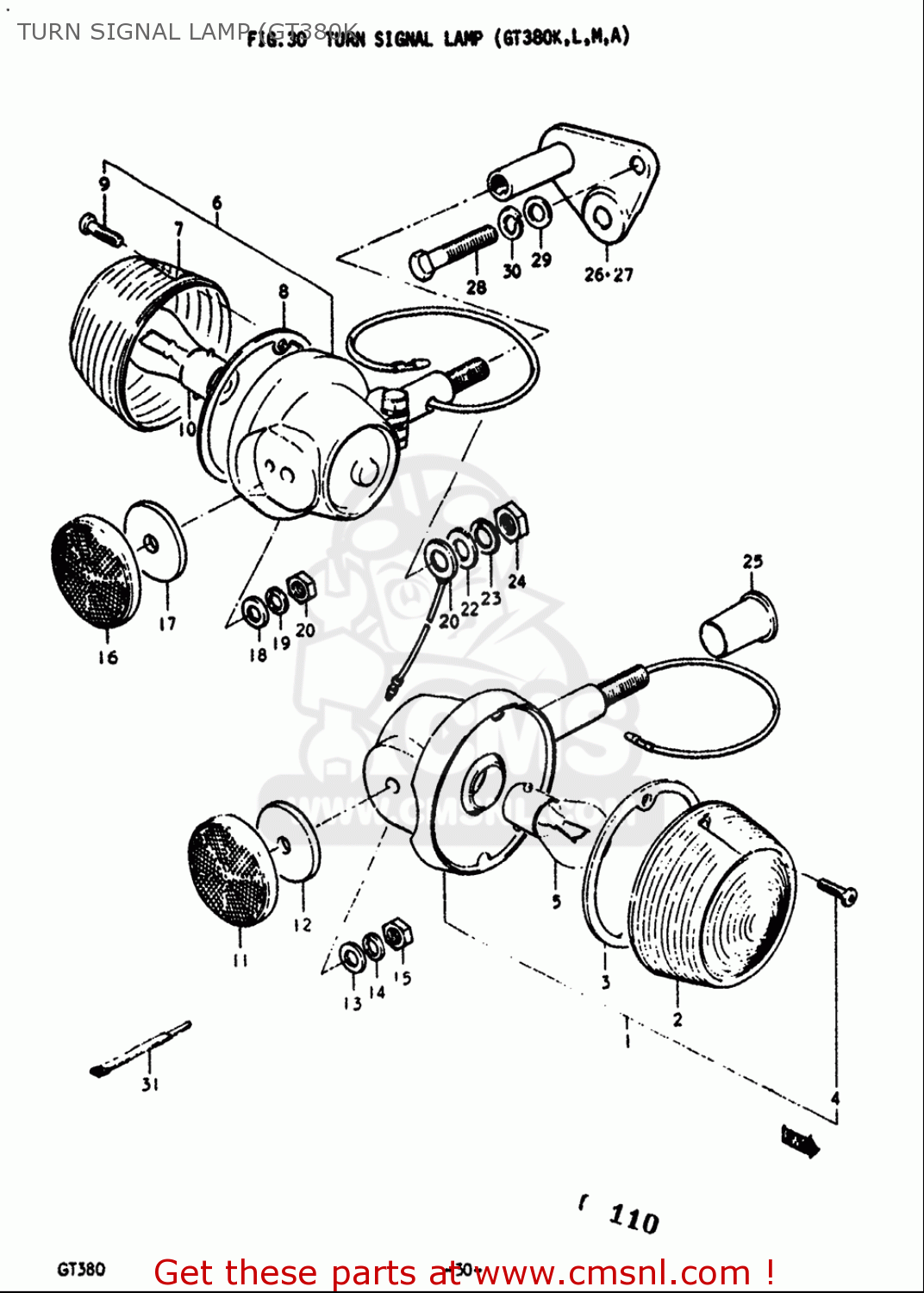 TURN SIGNAL LAMP (GT380K GT380 1973 1974 1975 1976 1977 (K) (L) (M) (A) (B) USA (E03)