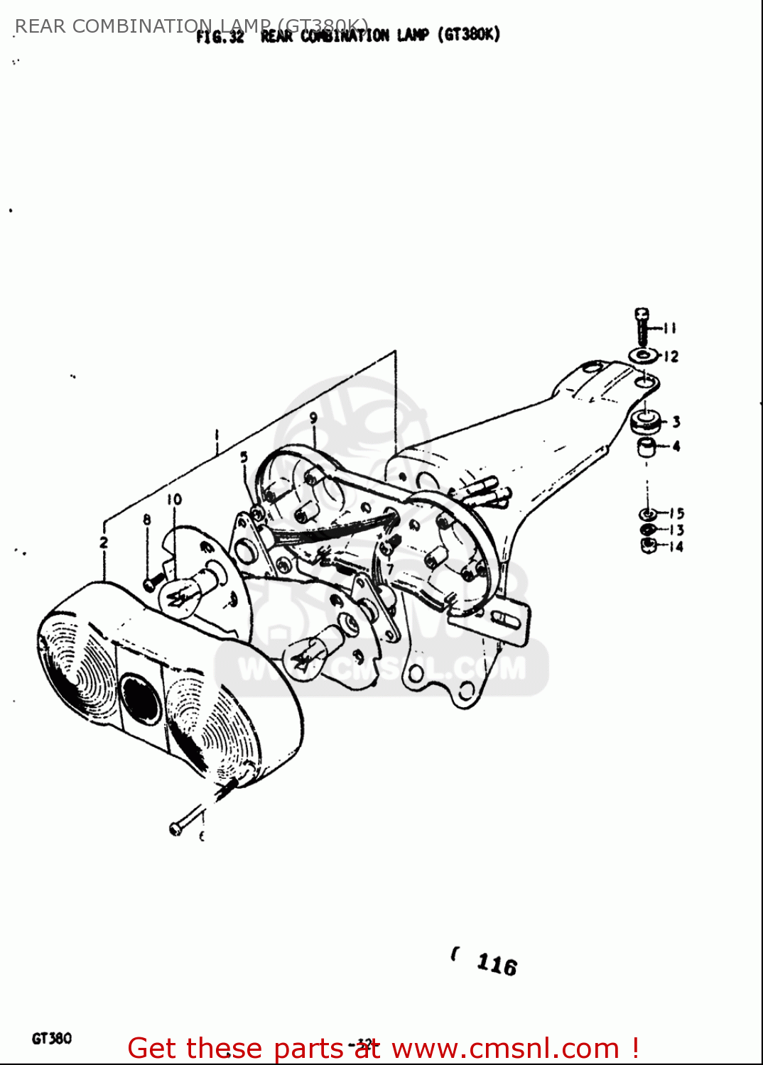 REAR COMBINATION LAMP (GT380K) GT380 1973 1974 1975 1976 1977 (K) (L) (M) (A) (B) USA (E03)