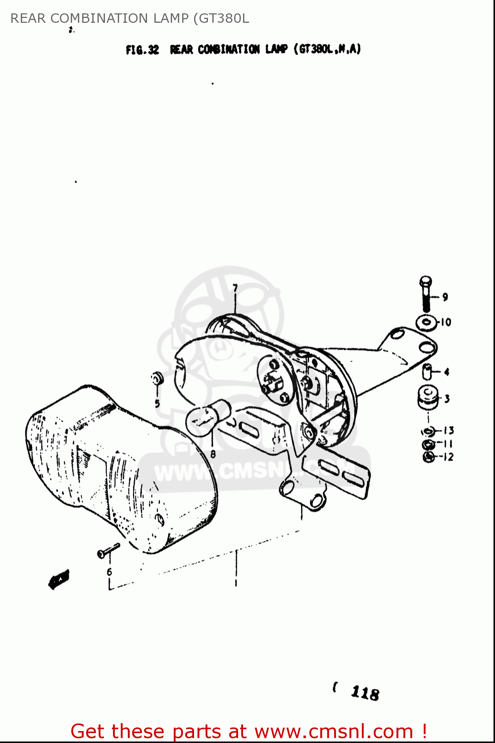 REAR COMBINATION LAMP (GT380L GT380 1973 1974 1975 1976 1977 (K) (L) (M) (A) (B) USA (E03)